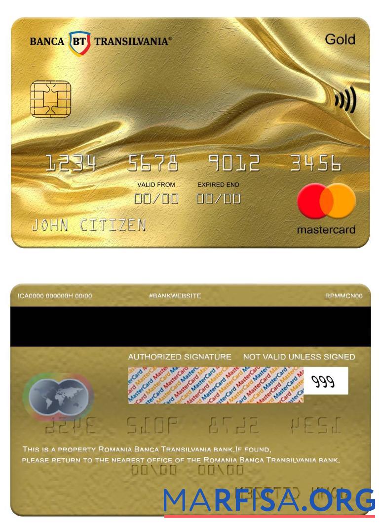 Blank Romania Banca Transilvania bank mastercard gold sample